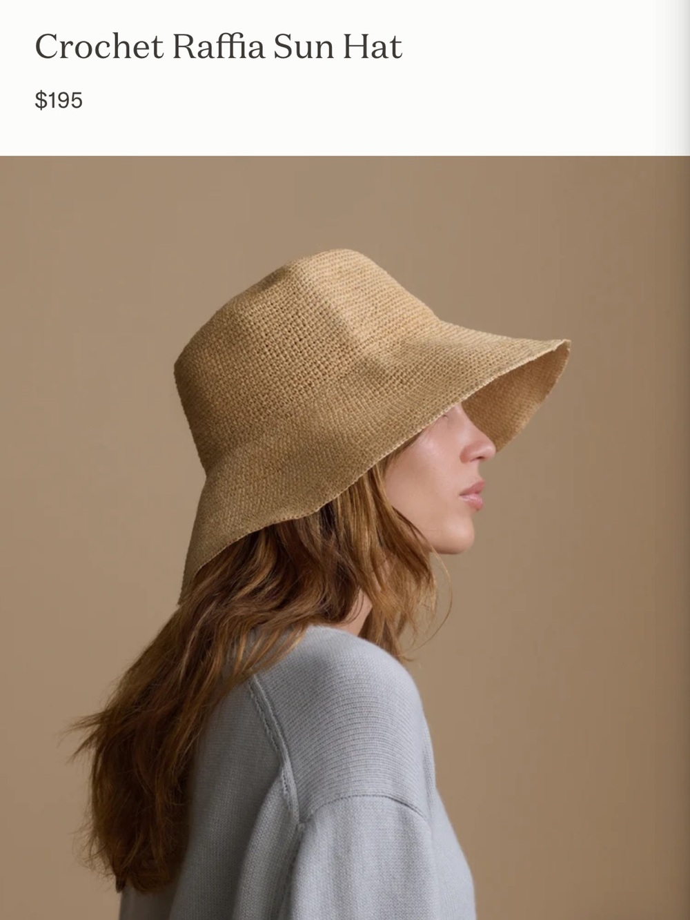 Jenni Kayne Crochet Raffia Sun Hat in Natural - Picture 2 of 7